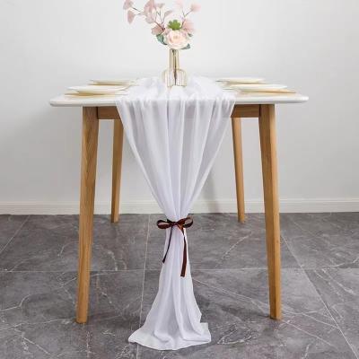 China Party Festival Supplies Hot Amazon Seller Table Runner Gauze For Sheer Romantic Bridal Decorations Rustic Wedding Shower Birthday Party Beige Runner for sale