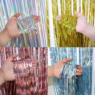 China Festival Decoration 1X2M Metallic Tinsel Foil Fringe Curtains for Photo Backdrop Wedding Birthday Party Baby Shower Bachelorette Decor for sale