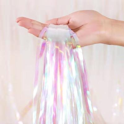 China Colorful Tinsel Fringe Foil Curtain Baby Shower Birthday Party Decoration Photo Booth Props Festival Decoration 1X2M Backdrop Curtains for sale