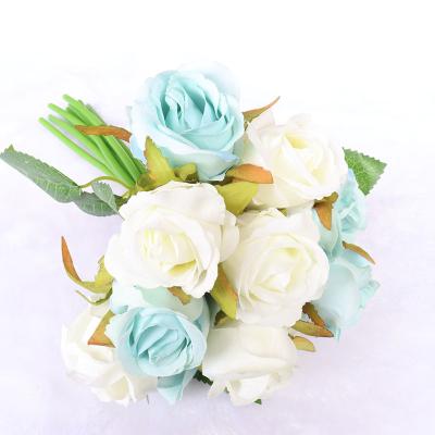 China Amazon Festival Decoration Hot Sale 12head Rose Dried Silk Flowers Rose Artificial Flowers For For Wedding Party Festival Home Bridal Decor for sale