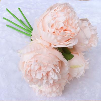 China Festival Decoration 1Bouquet 5Heads Peony Artificial Silk Flower Peony Silk Flowers Dried Flowers For Home Office Wedding Party Festival Bar Decor for sale