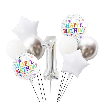 China Number 0-9 Foil Balloons 32inch Globos 32inch Birthday Party Decor Manufacturer Accept Customization OEM Package Different Silver Set for sale