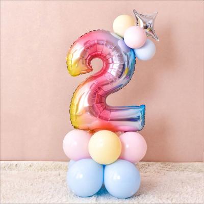 China Kids Birthday Party Decoration 32 Inch Aluminum Foil Digital Colorful Balloons Party Decorations Consumables Bundle for Kids Birthday Baby Show Party Decorations for sale