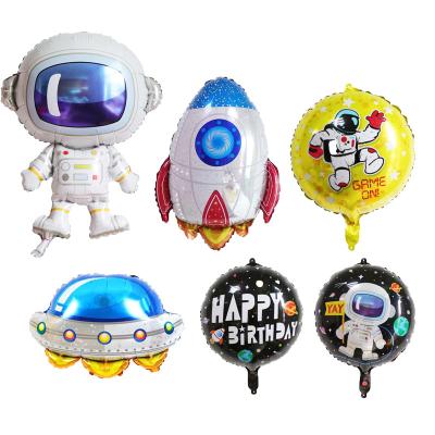 China UFO Rocket Astronaut Foil Helium Balloons 18inch Birthday Party Outer Space Cartoon Balloon for Kids Space Themed Birthday Party Decorations for sale