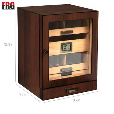 China American Style Customize Humidor Cabinet, Rich Brown Walnut Grain Large Size 80-100 Cigars Digital Hygrometer With Mahogany Cedar for sale