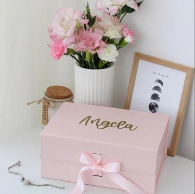 China Recyclable Customize Magnetic Personalized Bridesmaid Gift Box With Name &Ribbon For Wedding Gift Package for sale