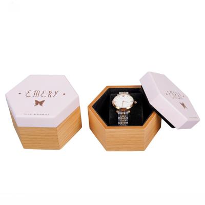 China Factory Direct Simple Luxury Wooden Packaging Hexagonal Women's Handmade Watch Case Direct Gift Box for sale