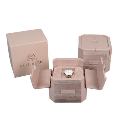 China Hot Sale Custom Made Luxury Wooden Box Logo Watch Gift Box Lacquer Pink Wooden Box Packaging Watch Handmade Jewelry and Watch and Eyewear for sale