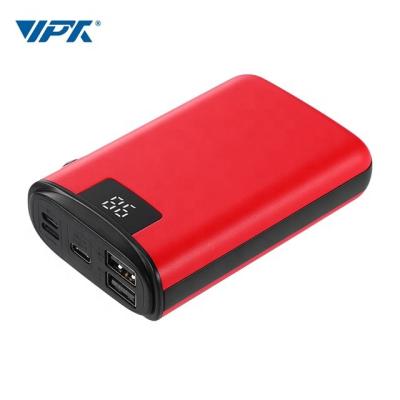 China Bank fast charger power display power support LED dual usb output three input 10000mah portable charger for sale