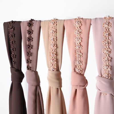 China Muslim Adult Woman Hijab New Indonesian Chiffon Pearl Material Nailed Decorative Scarf Pearl Hijabs for sale