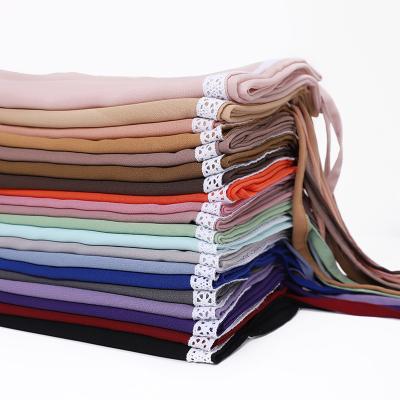 China Wholesale Hijab Adult Woman Pearl Chiffon Bandage Lace Scarf Malaysia Indonesia New Fashion Muslim Scarf for sale