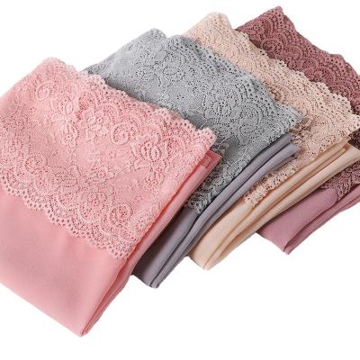 China New Muslim Summer Muslim Hijab Chiffon Lace Edge Women's Head Scarf Malaysia Travel Shawl Travel Shawl Head Scarf for sale