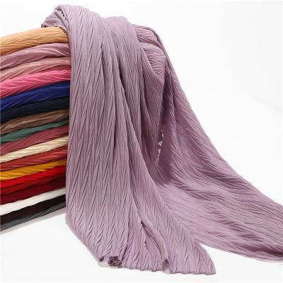 China Muslim Chiffon Hijab Wrap Pearl Material Pleated Striped Women's Adult Woman Skirt Fashion Turban Turban for sale