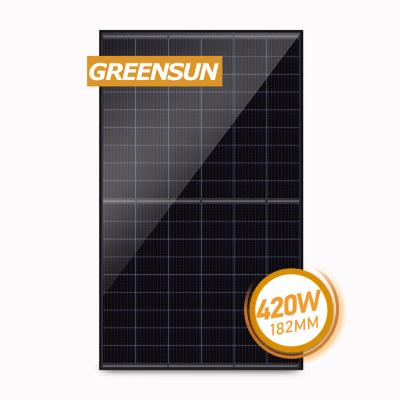 China Greensun Solar Power System Solar Power Panels 400 Watt Half Cut 400w 410w 420w Mono Photovoltaic Black Solar Panels for sale