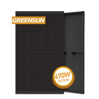 China Greensun Solar Power System Mono Solar Panels 450Watt Black Half Cut 450w 455w 460w 470w PV Module Price for sale