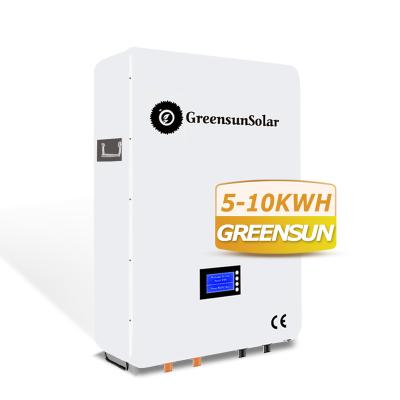 China Longer Life Cycle / Deep Cycle / High Discharge Greensun Lithium Ion Phosphate Solar Battery 48v 200ah 100ah 5kw 10kw Powerwall for sale