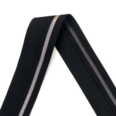 China 40mm Jacquard Webbing Elastic Waistband Metallic Woven Elastic Custom Nylon Spandex Elastic Band for sale