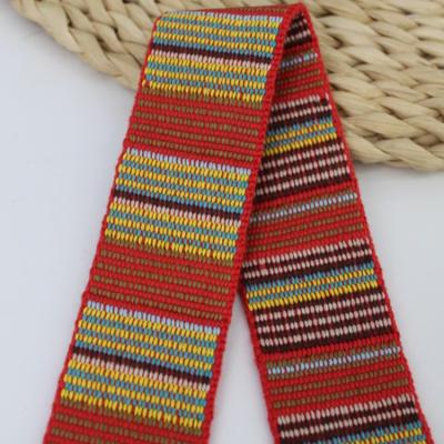 China Custom Ethnic 40mm High Tenacity Cotton Webbing Bag Strap Polyester Cotton Webbing for sale