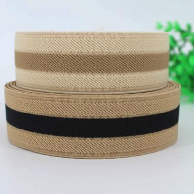 China 35mm rubber elastic band color elastic polyester blend 2mm thick twill elastic band for sale