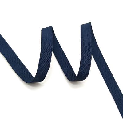 China 10mm Navy Blue Elastic Custom Nylon Polyester Fold Over Band Elastic Knitting Binding Strap For Clothing for sale