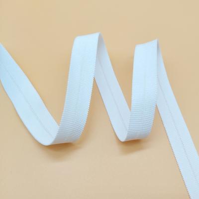 China Other 19mm White Spandex Knitted Fold Over Elastic Band Bias Elastic Binding Webbing Custom Colored Webbing for sale