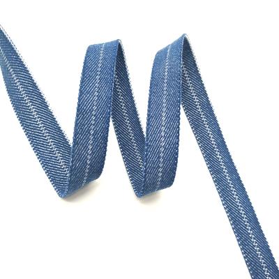 China Color 19mm Elastic Spandex Denim Nylon Twill Woven Fold Over Elastic Bias Binding Webbing Band for sale