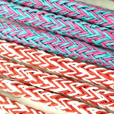 China Wholesale 5mm Colored Recycled Custom Paper Eco - Friendly Braided Knitted Paper Bag Handle Cord Rope for sale