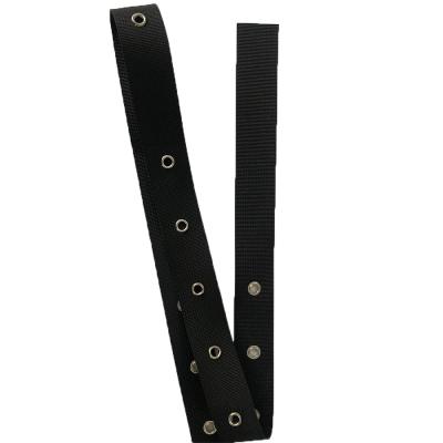 China Custom Eco Fridendly Polyester Nylon Cotton Webbing With Eyelet Ring Adjustable Eyelet Perforated Safe Fix Belt Strap for sale