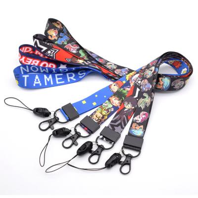 China Custom Nylon Cell Phone Strap Neck Strap Dye Sublimation Printing Cartoon Character Anime Nylon Lanyard for sale