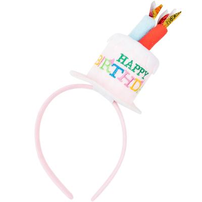 China Cotton Birthday Cake With Candles Party Hat Headband Kids Adult Birthday Party Props S01030 for sale