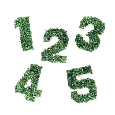 China Plastic Plant 3D Wedding House Number Hang Wall Decoration Birthday Party Plastic Artificial Green Leaves Background S00977 for sale