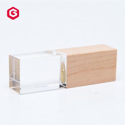 China Metal LOGO Customer Glass Drift USB USB Drive Pen Drive 4GB 8GB 16GB 32GB 64GB Business Gift Transparent Leaf Shape for sale