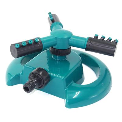 China Easily Install Plastic 3 Arm Hot Selling Rotary Water Jet Garden Sprinkler With Plastic Impact Basetool Set for sale