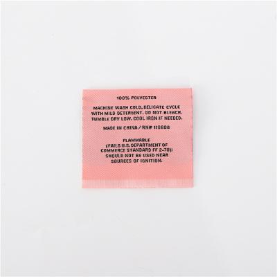 China Washable Factory Direct Cleaning Tips Label Fabric Woven Half Ply Woven Label Pink for sale