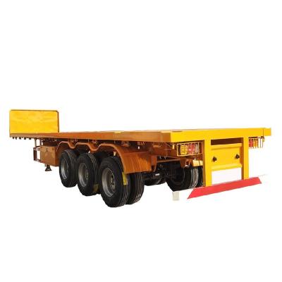 China Hot Selling Mechanical Truck Trailer New Suspension 3Axles Flat Bed 20ft 40ft Container Transporation Flat Bed Semi Trailer For Sale for sale