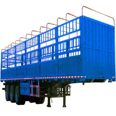 China 2023 truck trailer 3 axle 13m side big size barrier tilting semi trailer barrier trailer with good prices animal barrier transport trailer truck for sale