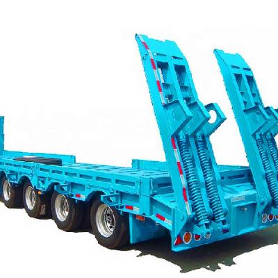 China Heavy Duty Transport 80 Ton Heavy Duty Loader Container 40Feet Truck Trailer Loading Lowbed Lowbed Bed Trailer Used Extended Lowboy Semi Low Bed Trailer for sale