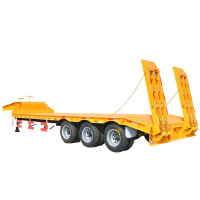 China Truck Trailer Factory Cheap Price 18 Meter 50 Tons Extendable Gooseneck Loader Semi Trailer 3 Axle Hydraulic Trailers Used Truck Lowboy Semi for sale