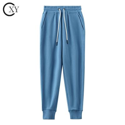 China Wholesale XiuYu Anti-Wrinkle Tapered Terry Cotton Sweatpants Slim Fit French Logo Men Joggers Track Pants Custom Made for sale