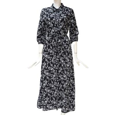 China Women's Anti-Wrinkle Women's Casual Wear Long Sleeve Tie A Line Modern Elegant V-Neckline Floral Print High Waist Line Maxi Dress for sale