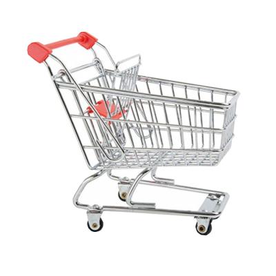 China Unveiling Grocery Cart Small Foot Metal Dolls Toys Supermarket Shopping Cart Trolley With Wheels for sale