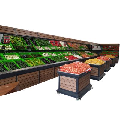 China Best price single-sided supermarket good quality fruit and vegetable shelves wooden fruit rack display stand and rack design vegetable stand for sale