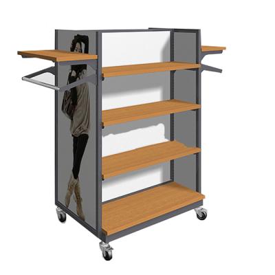 China Alibaba India Classic Online Shopping Wooden Metal Gondola Shelving Clothing Racks Retail 2017 for sale