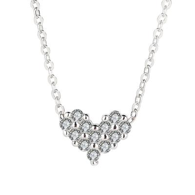 China CLASSIC Japan and South Korea S925 sterling silver heart-shaped necklace with diamond pendant, simple temperament, female love, collarbo for sale