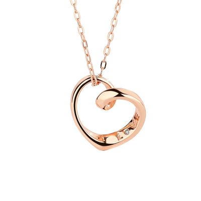 China Fashion S925 Minimalist Hollow Heart-Shaped Small Female Necklace Design Necklace Chain CLASSIC South Korean Sterling Silver Silver Chain for sale