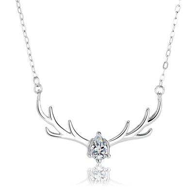 China CLASSIC S925 Sterling Silver One Deer Has You Net Red Christmas Valentine's Day Forest Elk Collar Chain Korean Version Necklace for sale