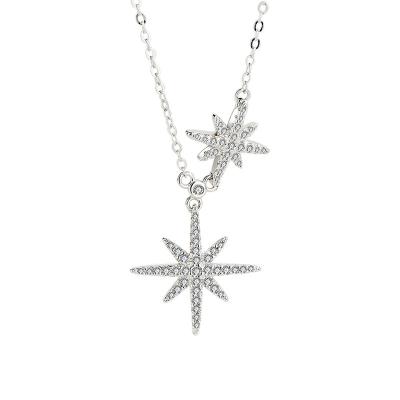 China S925 Sterling Silver Octagon Star Necklace CLASSIC Clavicle Chain Ins Cool Wind Female Pendant Simple, Lightweight and Luxury for sale