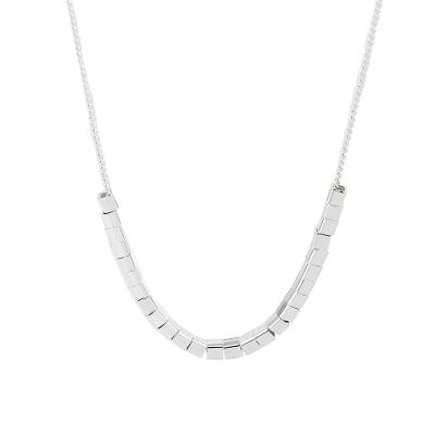 China CLASSIC Women's Small Design S925 Sterling Silver Small Square Necklace Simple Luxury Chain Necklace High Grade Silver Broken Necklace for sale