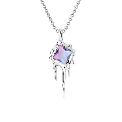 China CLASSIC 925 Sterling Silver dissolved zircon female progressive necklace sense design love minority necklace pendant wholesale for sale