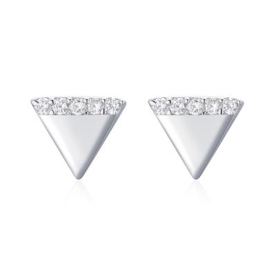 China Other S925 Sterling Silver Triangle Earrings (female Korean version) single student micro inlaid small cool earrings mini anti allerg for sale